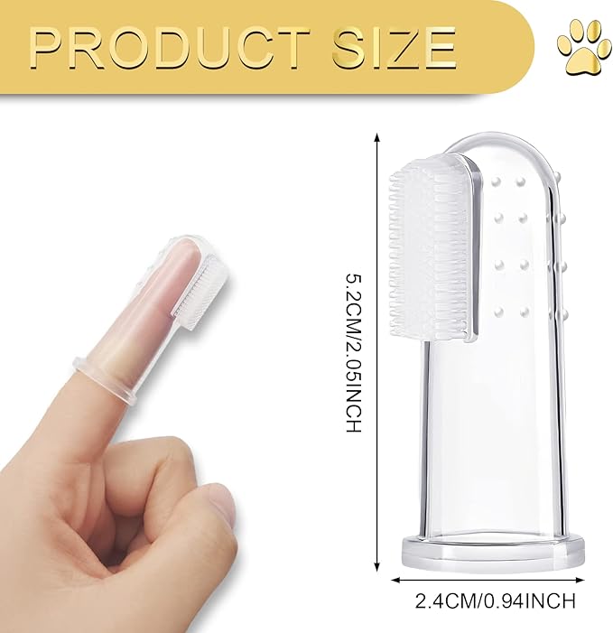 BLMHTWO 5 Pieces Dog Tooth Brushing Kit Finger Toothbrush for Dogs Cat Puppy Toothbrushs with Silicone Bristles and 16 Round Particles Thickened Silicone-Layer Transparent Dog Toothbrushs for All Pets