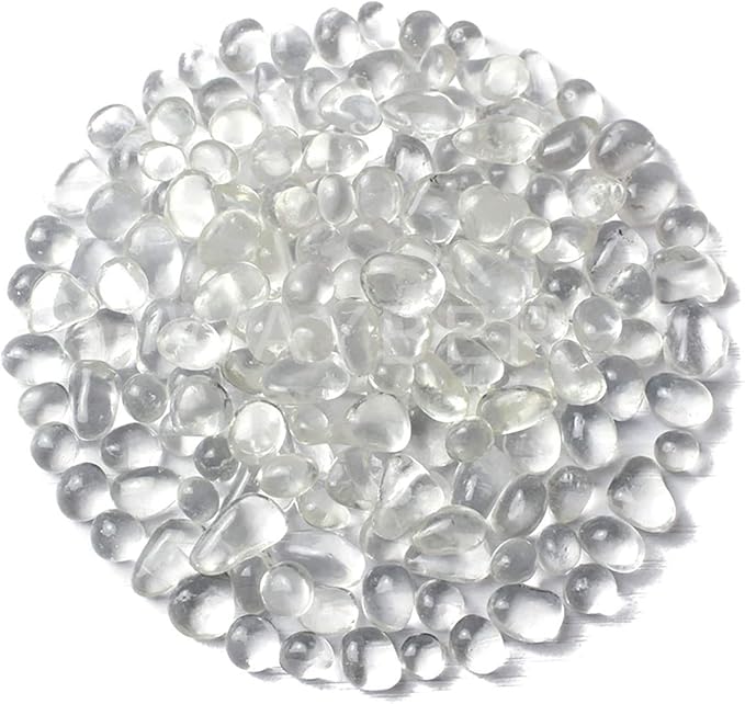 WAYBER Glass Stones, 1Lb/460g Irregular Sea Glass Dercorative Rocks Non-Toxic Artificial Crystal Pebbles for Aquarium Decoration/Vase Filler/Table Scatter/Handcraft/Jewelry Making/Gems Display, Clear