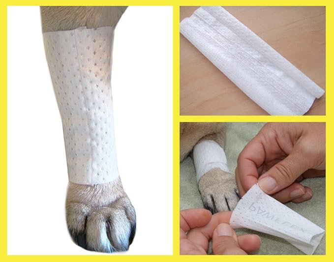 Protective Sleeve Tubular Cover - Bandages - for Dogs Cats and Other Pets First Aid Wound Care Comfortable Non-Adhesive Breathable & Water Resistant 18 Strips (yields 36-54 Covers)-(Medium)