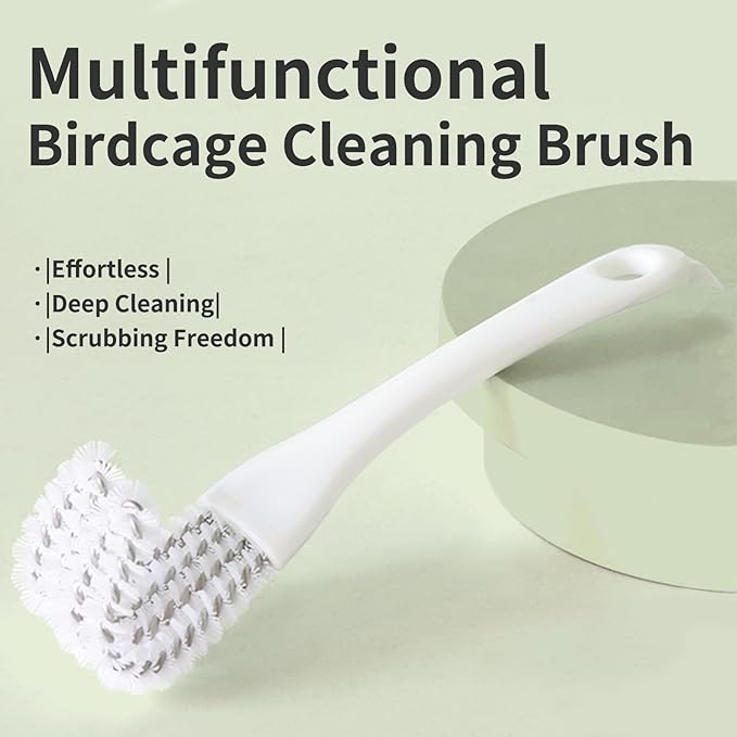 Bird Cage Cleaner with Long Handle & Shovel – Easy Bird Droppings Removal Brush for Parrot & Pet Cages & Bird Perch – Durable Cage Cleaning Tool & Accessory (1)