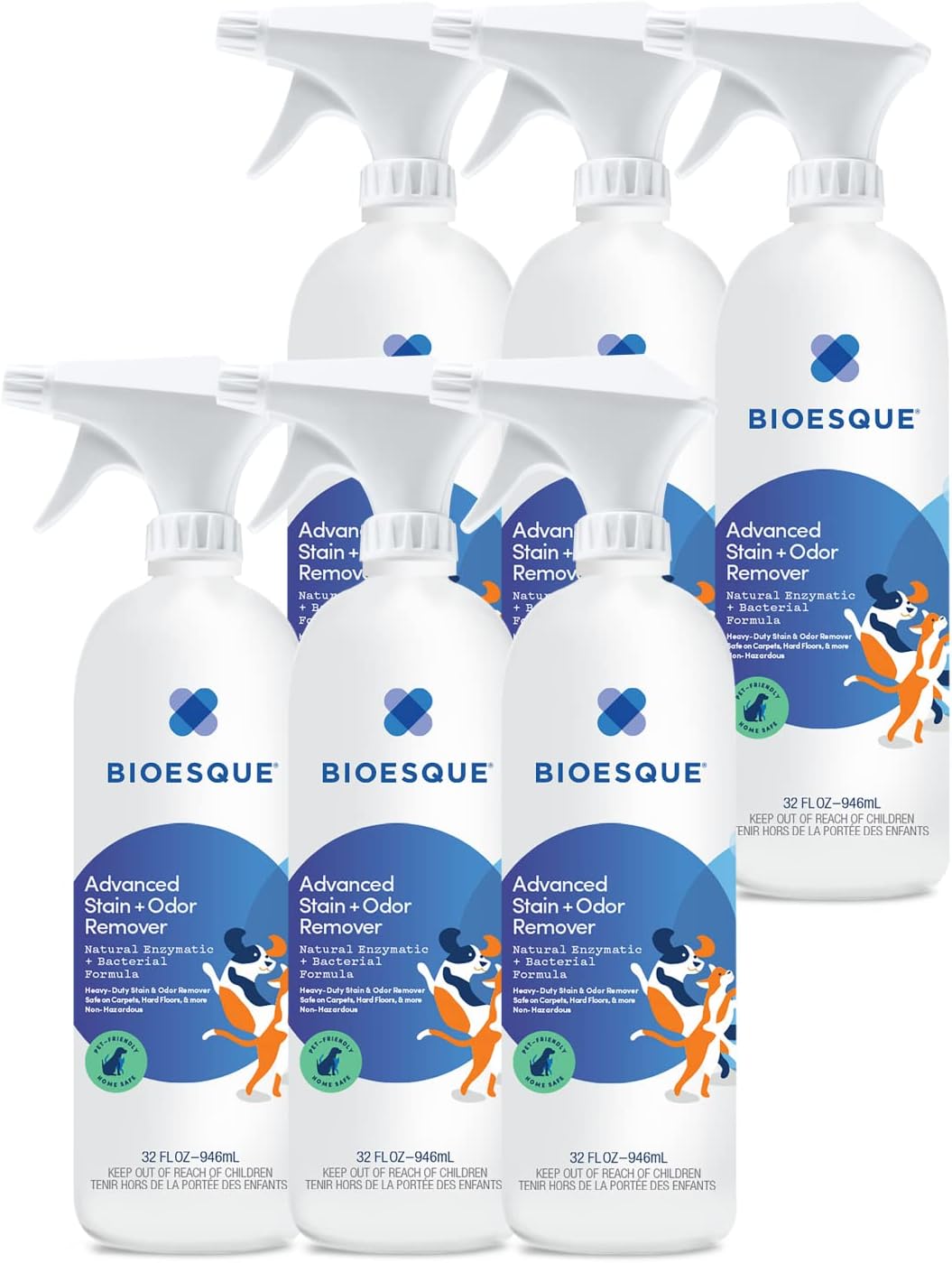 Bioesque Advanced Stain + Odor Remover, Pet-Friendly Natural Enzymatic & Bacterial Formula, Heavy-Duty Stain & Odor Remover, Safe on Carpets, Hard Floors, & More, 32 Fl Oz (Pack of 1)