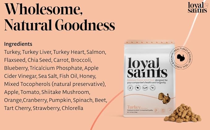 Freeze Dried Raw Dog Food - Premium Turkey and Salmon Flavor with High Protein and Grain Free Dog Food for All Breeds and Picky Eaters - Versatile as Meal Topper, Snack, and Treats, 14 Oz