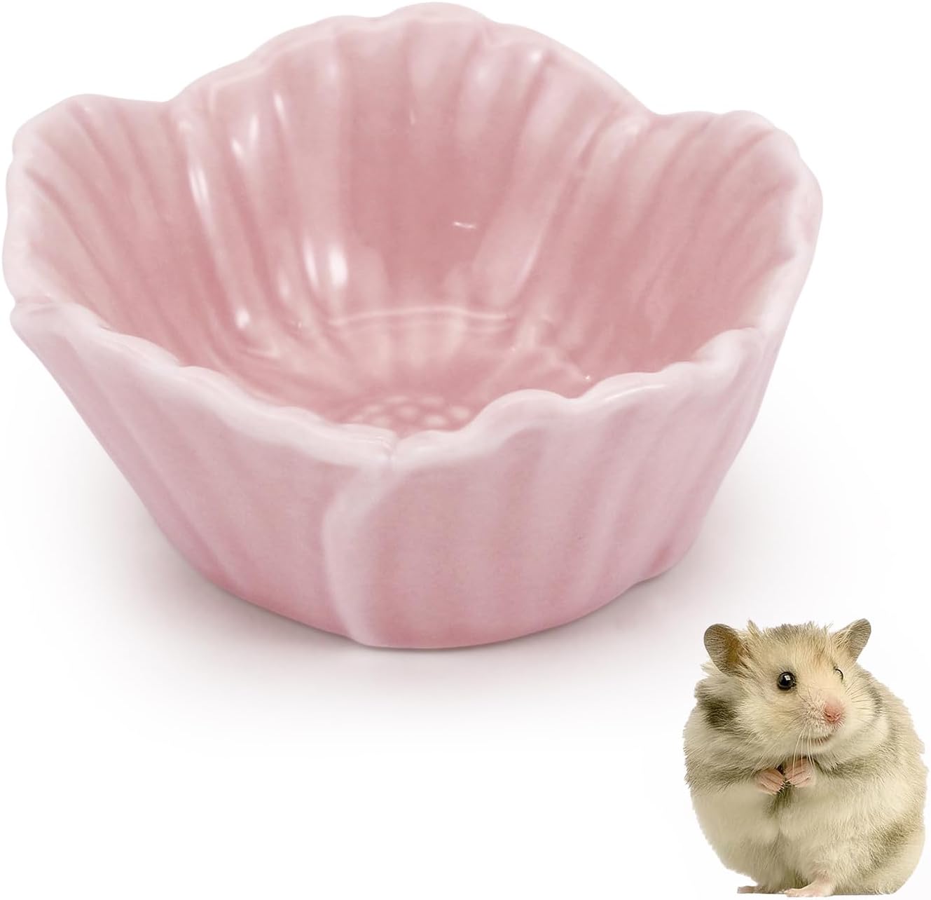 Small Ceramic Pet Hamster Bowl, Easy to Clean Anti Fliters Food and Water Bowl, Small Animal Bowls for Dwarf Hamster, Parrots (Pink, s) pping Hams