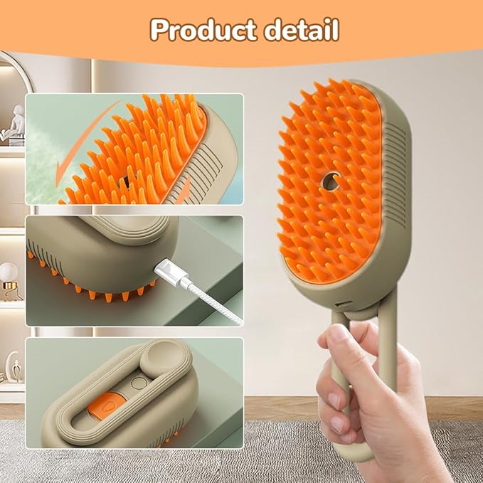 Pet Steam Groomer Brush Electric,2025 Electric Cat Grooming Brush for Massaging and Cleaning Shedding Pets Hair,3 in 1 Pets Steam Brushes Hair Removal Comb for Cats Dogs (WHITE)