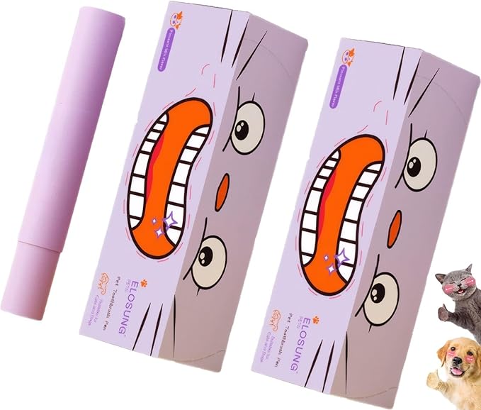 Pet Toothbrush Pen & Oral Repair Gel for Dogs & Cats – Teeth Cleaning Pen, Natural Plant Substance Tartar Remover for Repairing Pets' Teeth (2pcs)