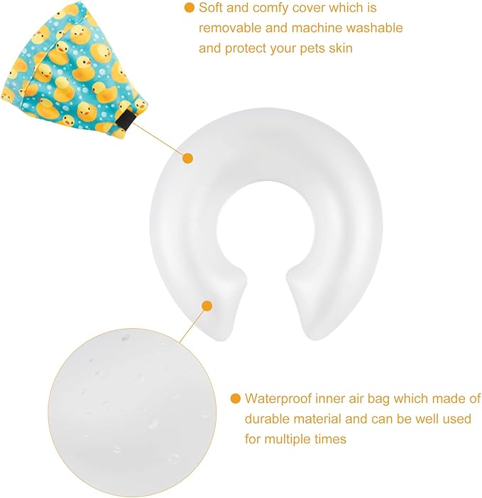 CuteBone Inflatable Soft Dog Cone with Removable Fleece Covers for Small/Medium/Large Dogs and Cats After Surgery GWB04S