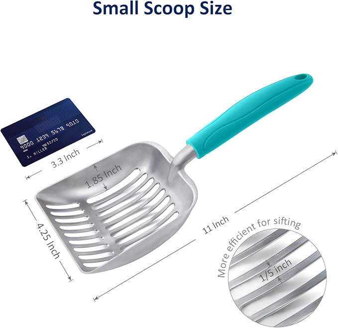 WePet Cat Litter Scoop, Aluminum Alloy Sifter, Kitty Metal Scooper, Deep Shovel, Long Handle, Poop Sifting, Kitten Pooper Lifter, Durable, Heavy Duty, for Litter Box