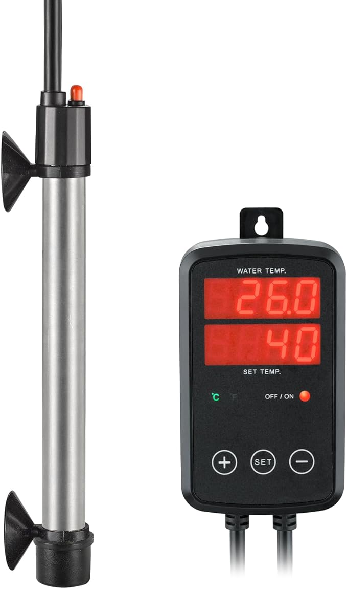 Titanium Aquarium Heater 300W, Submersible Fish Tank Heater with Digital Display Temperature Controller, 0℃-40℃ Adjustable, Fast Heating for 40 ~ 60 Gal Saltwater Freshwater Fish Tank, MX-9016(300W)