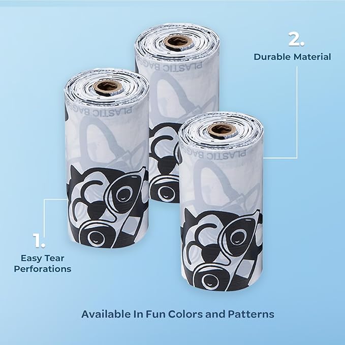 Best Pet Supplies Dog Poop Bags (150 Bags) for Waste Refuse Cleanup, Doggy Roll Replacements for Outdoor Puppy Walking and Travel, Leak Proof and Tear Resistant, Thick Plastic - White