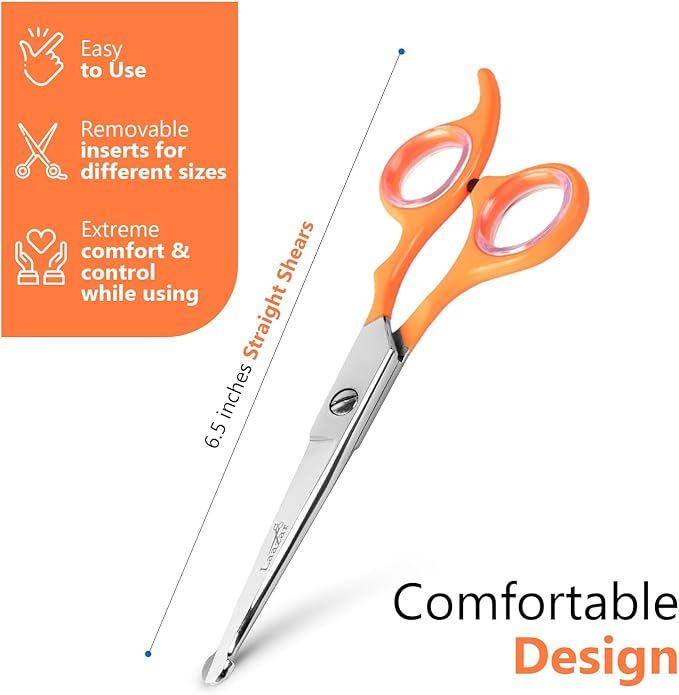Professional Rounded Dog Scissors - Sharp Stainless Steel Blades with Colorful Handles, Safe and Easy-to-Use Pet Scissors for Long Lasting Grooming at Home