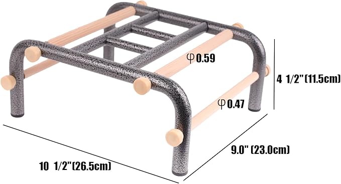Metal Ladder Large Bird Training Perch for Fun and Exercising, No Tool Quick Install Heavy-Duty Rustproof Table Training Perch with Wooden Bars for African Grey Macaw Amazon Parrot