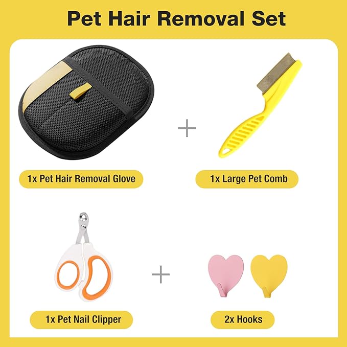 Pet Hair Removal Glove - Electrostatic Pet Hair Remover, Cat & Dog Hair Remover Tool for Couch, Furniture, Carpet, Car Seat, Curtain, Reusable Double Sided Cat Grooming Gloves (1PC)