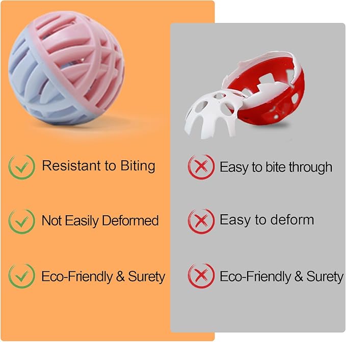 Rubber Cat Toy Balls with Inside Bell, Soft TPR Interactive Cat Ball Toys for Puppy Dogs and Kittens, Colorful Hollow Teeth Grinding Ball Interactive Sound Toy for Indoor Cats, 3 Pcs