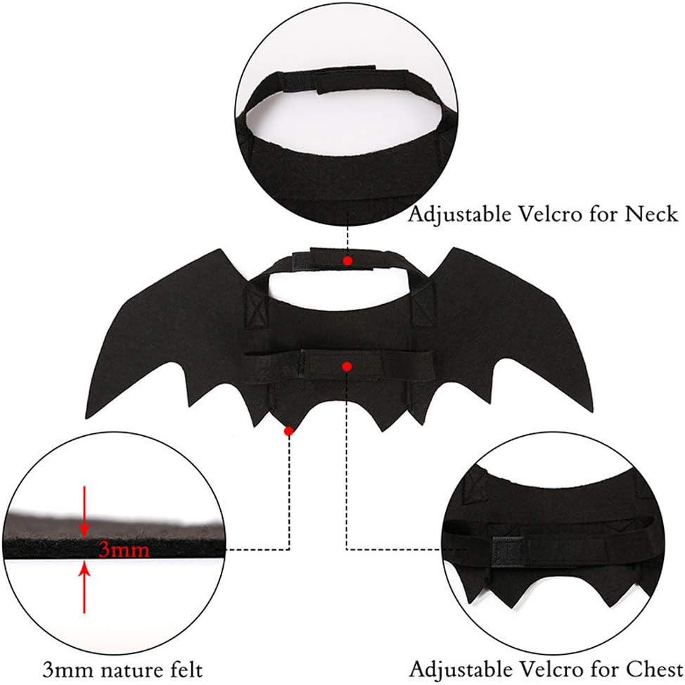 Pet Cat Bat Wings for Halloween Party Decoration, Puppy Collar Leads Cosplay Bat Costume,Cute Puppy Cat Dress Up Accessories(Black, Pink, Purple, Yellow)