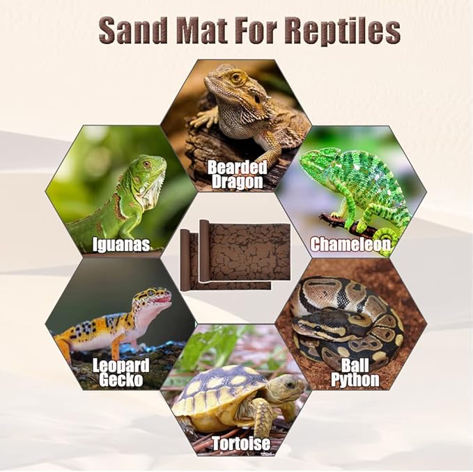 Tfwadmx Reptile Carpet Sand Mat for Bearded Dragon Terrarium Substrate Liner Brown Reversible Lizard Bedding Mats for Cage Leopard Gecko Tortoise Turtle Snake Chameleon with Tweezer 20"x 39"(2 Pcs)