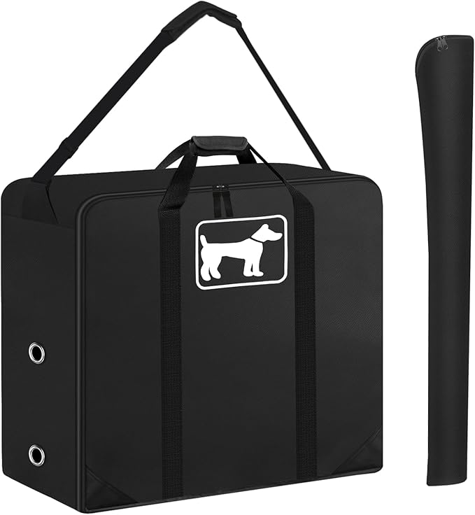 SIRUITON Dog Playpen Storage Bag Fits 24" H 8 Panels and 9 Stakes Suitable for Foldable Exercise Pet Playpen, RV Dog Fence Travel Bag,with Reinforcing Plate & Shoulder