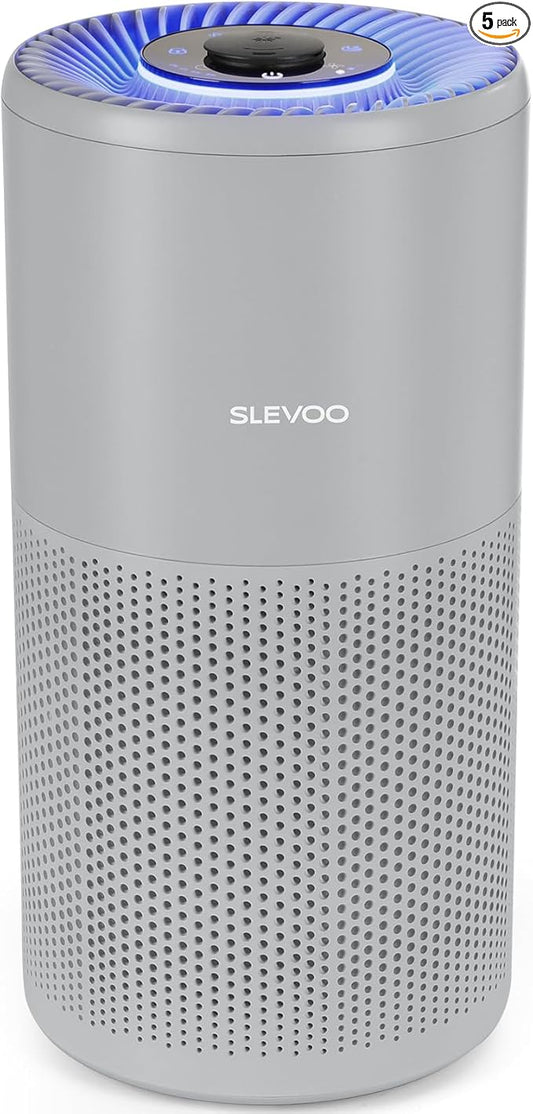 SLEVOO Air Purifier for Home Bedroom up to 1015 ft², Allergies Pet Hair, 3-in-1 Filter with hepa Air Purifier, Ultra Quiet 24 DB Sleep Mode,Aromatherapy,clean for Allergies,Pollutants,Smoke （Gray）