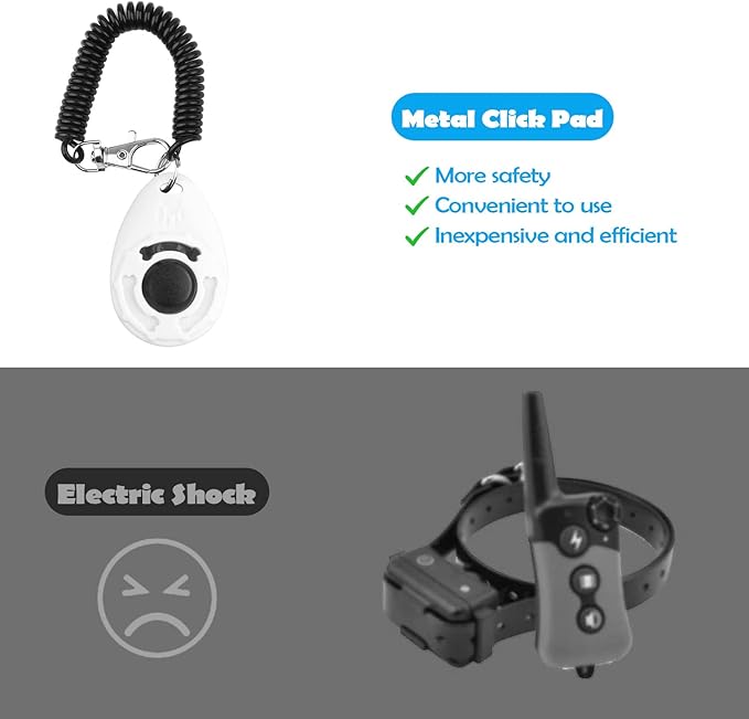 Dog Training Clicker with Wrist Strap - OYEFLY Durable Lightweight Easy to Use, Pet Training Clicker for Cats Puppy Birds Horses. Perfect for Behavioral Training 2-Pack (Red and Blue)