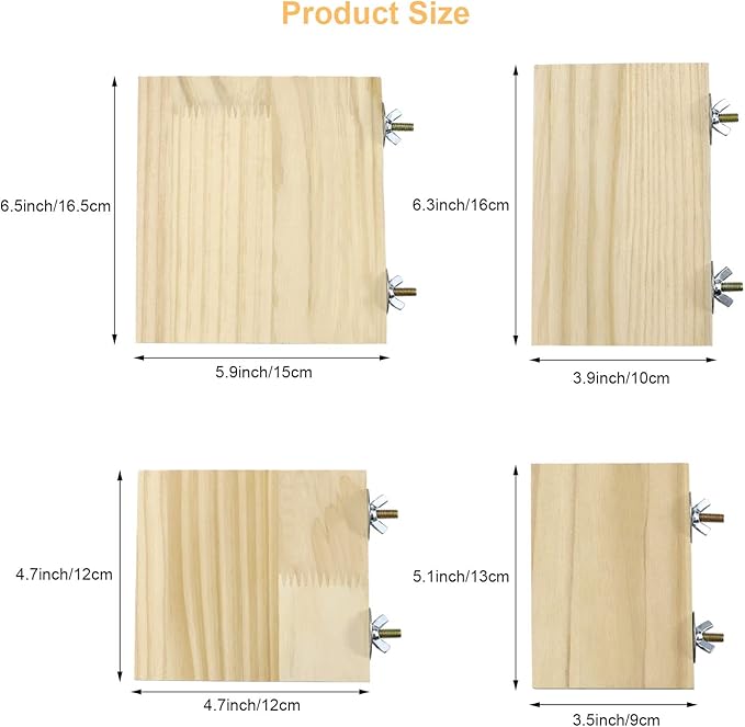 2pcs Bird Perch platform flat Stand Beak Paw Grinding wood for Parrot Parakeet Cockatiel Lovebird Conure Finch Budgie