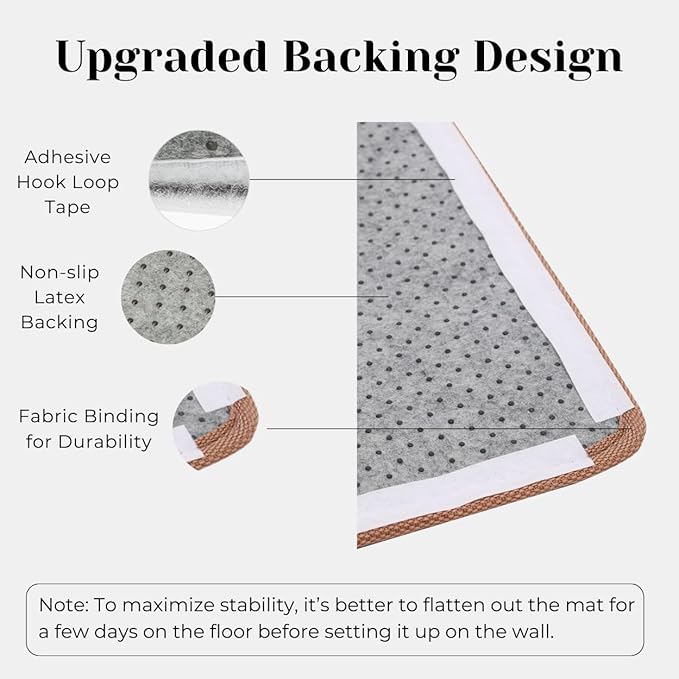 Sisal Cat Scratcher Post Mat (Use on Wall, Couch and Carpet), Durable and Shedding-Resistant Cat Scratching Surface - 21.7x13 inch with Adhesive Pads (Las Meowninas)