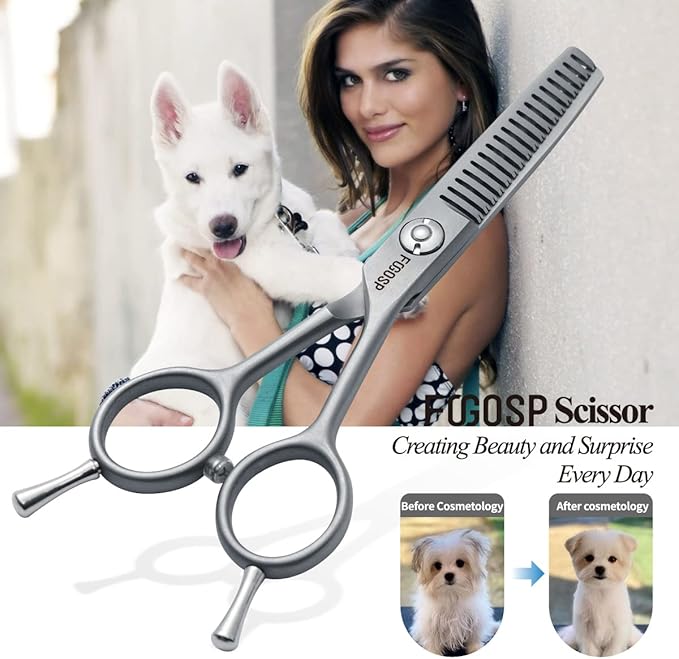 4.5" Thinning Shears for Dogs Grooming Face with Safety Round Tip for Small Dogs Face Paw Ears Trimmer Professional Small Cat Grooming Scissors (4.5" Blender, Gray)