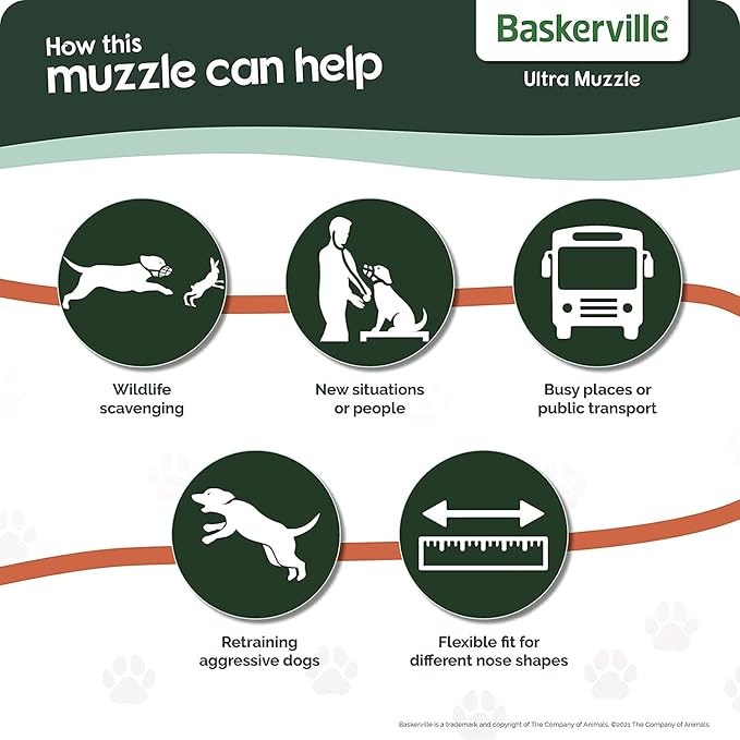 BASKERVILLE ULTRA MUZZLE - Patented Humane Design, Breathable, Dog can Pant and Drink, Adjustable, Padded, Training Muzzle for Medium-sized Dogs, Prevents Biting, Wildlife Scavenging (Size 3, Black)