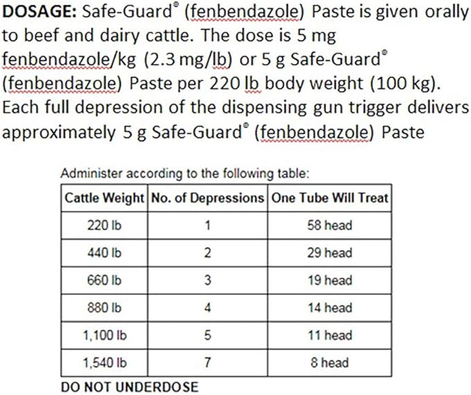 Merck Animal Health Safe Guard Beef Dairy Cattle Dewormer Paste 290gm XC