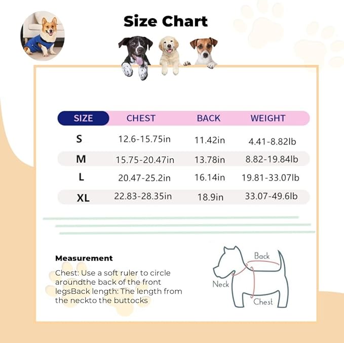 Dog Surgery Recovery Suit,Abdominal Surgical Suit for Dogs,Recovery Suit for Dogs,Prevent Licking Surgical Wound Dog Cone Alternative Blue L