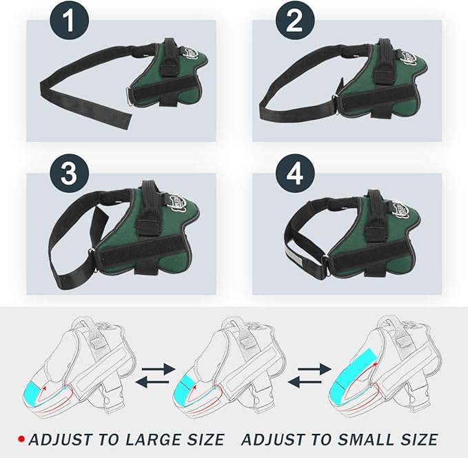Bolux Dog Harness, No-Pull Reflective Dog Vest, Breathable Adjustable Pet Harness with Handle for Outdoor Walking - No More Pulling, Tugging or Choking (Dark Green, L)