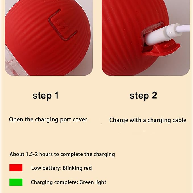 2 Packs Interactive Cat Toy Ball for Indoor Cats - 3-Speed Smart Rolling Ball with Flashing Lights, USB Rechargeable Automatic Motion Kitten Toys for Bored Adult Cats & Playful Kittens