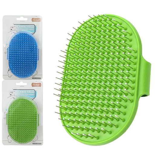 4-Pack Silicone Cat Brush Set, Pet Scratcher and Massager – Adjustable Pet Deshedding Brush, Bath Brush for Cats and Dogs, Suitable for Furniture Legs & Corners (Needle Style - 2PCS (Blue + Green))
