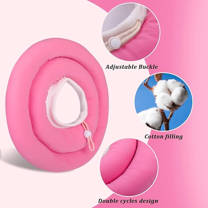 IDOMIK Dog Recovery Collar, Waterproof Soft Dog Cone After Surgery, Comfy Protective Elizabethan Collar Alternative for Dogs Cats, Adjustable Pet Neck Donut Cone Anti-Licking Biting Wounds,Rose,2XL