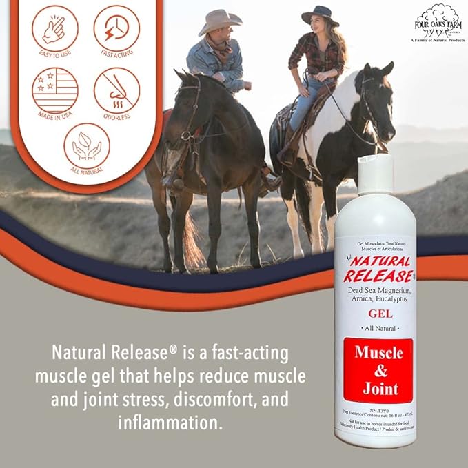 Natural Release Muscle Gel Treatment - Horse Liniment for Sore Muscles, Joint Pain, and Tendons