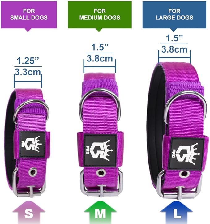TSPRO Tactical Dog Collar 1.5 Inch Wide Thick Dog Collars with Heavy Duty Metal Buckle, Durable, Strong, Adjustable for Medium to Large Dogs (Constellation Purple M)