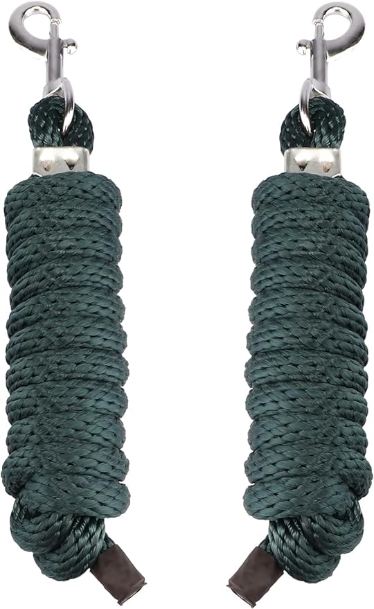 SIE (Pack of 2) Nylon 8ft Lead Ropes for Horse Halters (Hunter Green)