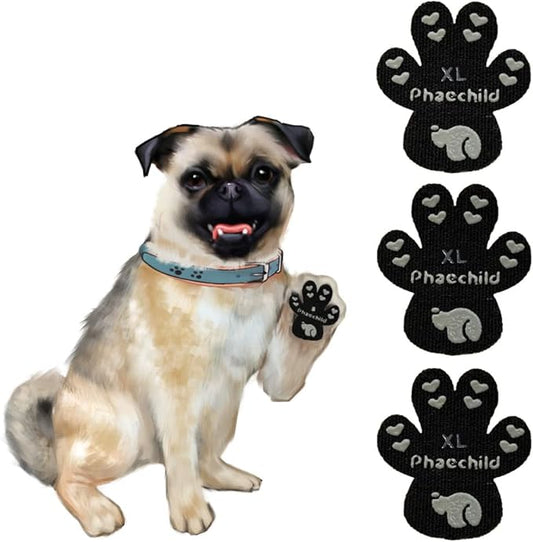 Dog Paw Pads Anti-Slip Grips,Dog Paw Protectors for Senior Dogs on Hot Pavement,Provides Traction to Keep Them from Slipping on Smooth Floors 20 sets-80 Pads Black XL