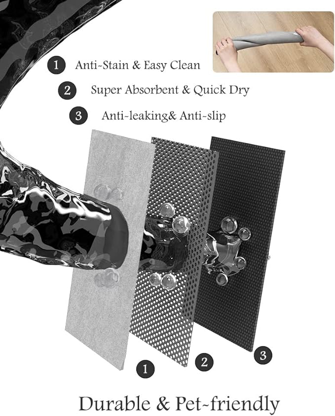 Pet Feeding Mat-Absorbent Dog Mat for Food and Water Bowl-No Stains Quick Dry Water Dispenser Mat-Dog Accessories Pet Supplies-Bowl for Messy Drinkers（LIGHTGREY,23"x34"