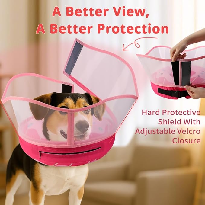 Soft Dog Cone Collar, Inflatable Donut Cones Alternative After Surgery with Anti-Lick Shield, for Large/Medium/Small Dogs to Stop Licking, Elizabethan Neck Ecollars of Shame, Comfy Pillow E Recovery