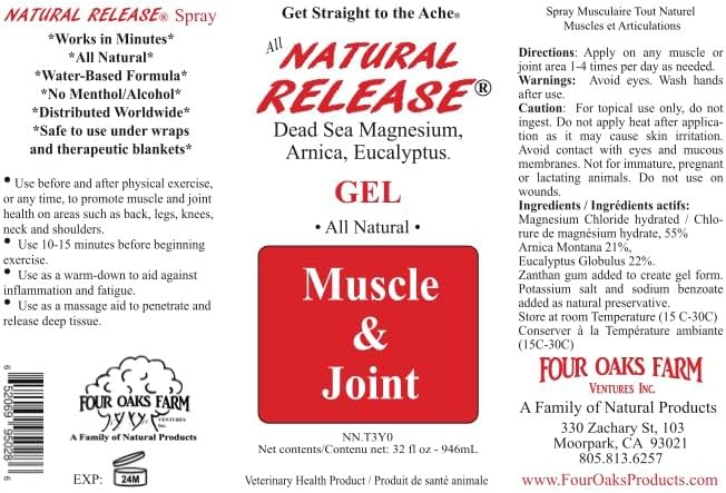 Natural Release Muscle Gel Treatment - Horse Liniment for Sore Muscles, Joint Pain, and Tendons