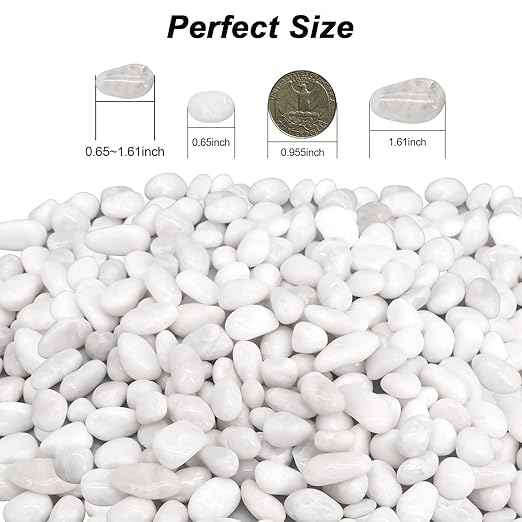 Aquarium Gravel,Landscaping Pebbles, Decorative Ornamental Pebbles Garden,Landscaping Stones Gravel Filler for Home Decoration Flower Bed Fish Tank Plants Vases Succulents (10 Pounds, White)