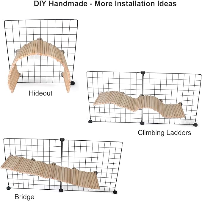 YKD Chinchilla Natural Birch Wood Flexible Platform Toy, Chinchilla Running Wheel Fence, Small Animal Climbing Toys for Guinea Pig Rabbit Hamsters Gerbils Rat and Other Small Animals