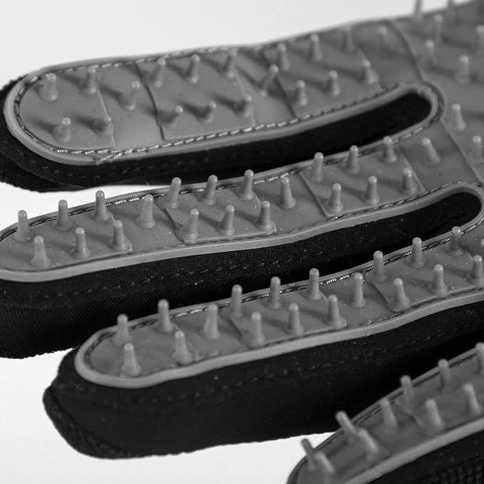 Seibertron Patented P.G.M.G-1 Pet Hair Remover/Deshedding Grooming Gloves Seven Sizes Fit All Works for Dogs, Horses, Cats and Other Animals Short Fur(1-Pair) Adult Black L