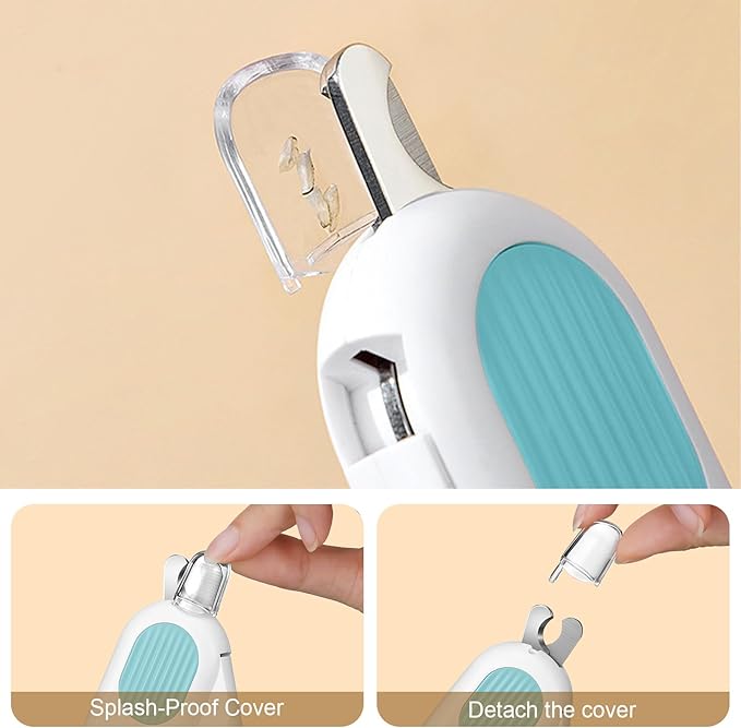 Odoland Cat Nail Clipper with LED Light and Nail File, Dog Claw Trimmer with Bright Light to Avoid Excessive Cutting - Pet Grooming Tool for Tiny Dog Cat Kitten Bunny Rabbit Blue