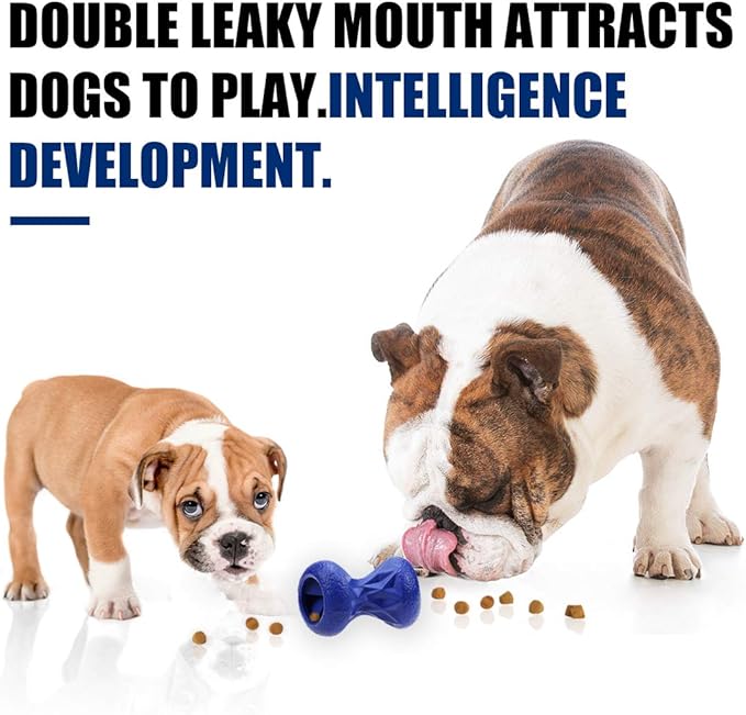 Rubber Dog Toys Treat Dispensing - Super Tough Treat Toys for Aggressive chewers Large Breed Durable Dog Toys IQ Training (Blue)