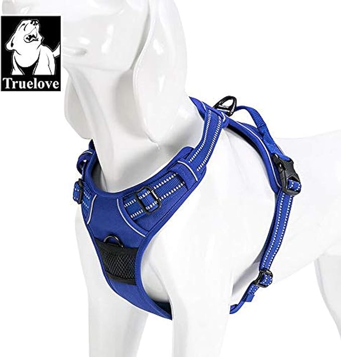 TRUE LOVE Adjustable No-Pull Dog Harness Reflective Pup Vest Harnesses Comfortable Control Brilliant Colors Truelove TLH5651(Royal Blue,S)