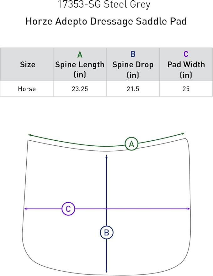 HORZE Adepto Quilted Quick-Dry Dressage Saddle Pad for Horses with Two-Tone Trim