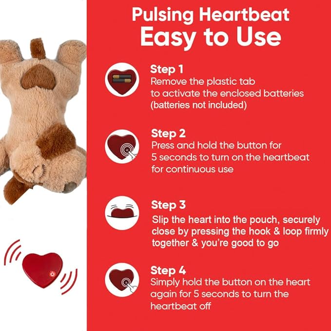 iHeartDogs Heartbeat Puppy Toy - Comfort Cuddler Pillow - Dog Anxiety Toy