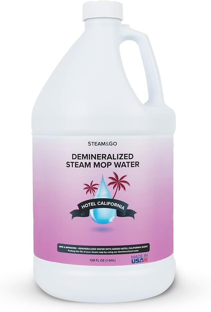 Steam & Go Deminerilized Water - Multi-Surface Cleaner for Steam Cleaners, Hardwood Floors, Kitchens, & Bathrooms - Germ-Killing Formula - Hotel California Scent - 1 Gallon
