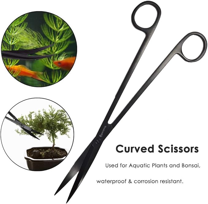 Aquarium Tweezers, Capetsma Stainless Steel Aquarium Plant Tools Long Aquascaping Tools Scissors Spatula Aquatic Plants Tool Set for Freshwater and Saltwater