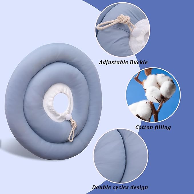 IDOMIK Dog Recovery Collar, Waterproof Soft Dog Cone After Surgery, Comfy Protective Elizabethan Collar Alternative for Dogs Cats, Adjustable Pet Neck Donut Cone Anti-Licking Biting Wounds,Blue,XL